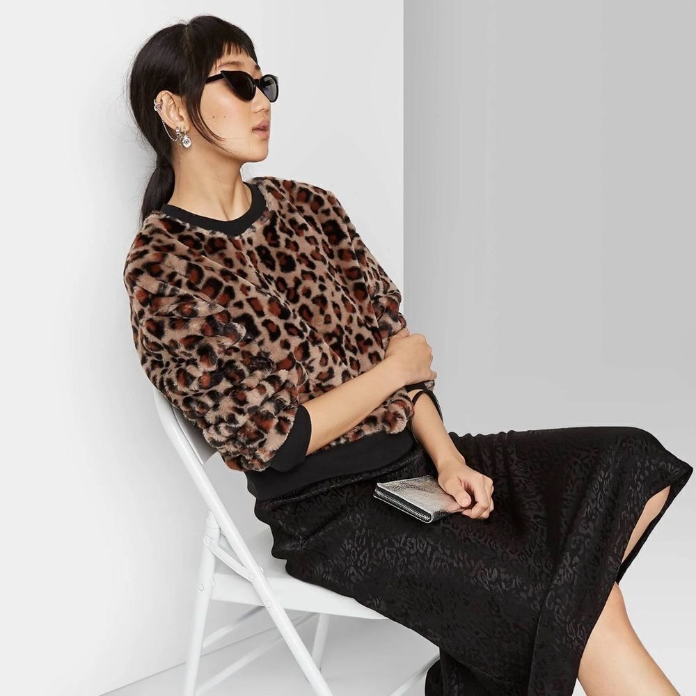 Wild Fable Animal Print Faux Fur Top - Picture 1 of 4